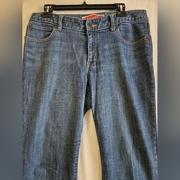 Gap Jeans Women’s 12R (34x30.5) Blue Curvy Flare Mid Rise Denim Boho Western GUC - Picture 3 of 9